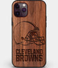 Custom Carved Wood Cleveland Browns iPhone 11 Pro Max Case | Personalized Walnut Wood Cleveland Browns Cover, Birthday Gift, Gifts For Him, Monogrammed Gift For Fan | by Engraved In Nature