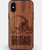 Custom Carved Wood Cleveland Browns iPhone X/XS Case | Personalized Walnut Wood Cleveland Browns Cover, Birthday Gift, Gifts For Him, Monogrammed Gift For Fan | by Engraved In Nature