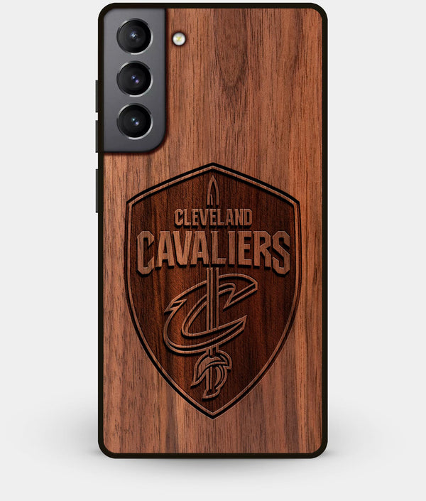 Best Walnut Wood Cleveland Cavaliers Galaxy S21 Case - Custom Engraved Cover - Engraved In Nature