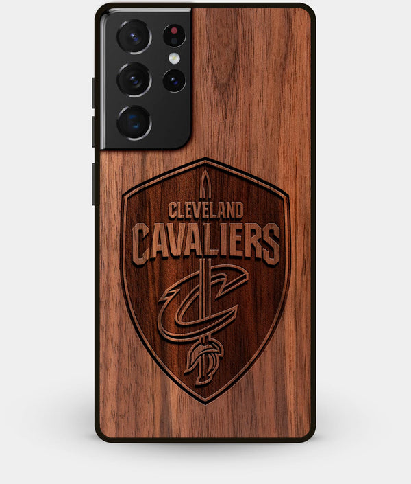 Best Walnut Wood Cleveland Cavaliers Galaxy S21 Ultra Case - Custom Engraved Cover - Engraved In Nature