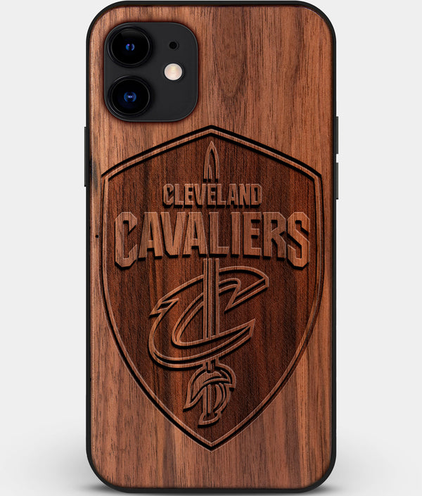 Custom Carved Wood Cleveland Cavaliers iPhone 11 Case | Personalized Walnut Wood Cleveland Cavaliers Cover, Birthday Gift, Gifts For Him, Monogrammed Gift For Fan | by Engraved In Nature