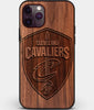 Custom Carved Wood Cleveland Cavaliers iPhone 11 Pro Case | Personalized Walnut Wood Cleveland Cavaliers Cover, Birthday Gift, Gifts For Him, Monogrammed Gift For Fan | by Engraved In Nature