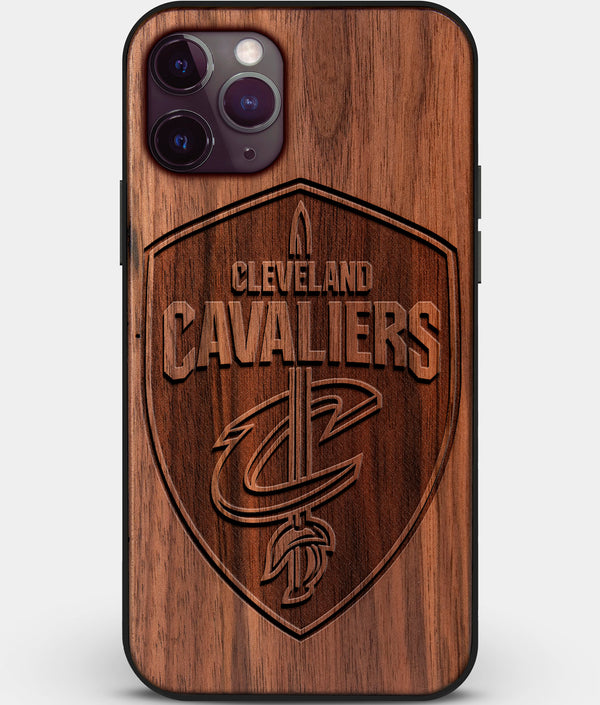 Custom Carved Wood Cleveland Cavaliers iPhone 11 Pro Max Case | Personalized Walnut Wood Cleveland Cavaliers Cover, Birthday Gift, Gifts For Him, Monogrammed Gift For Fan | by Engraved In Nature