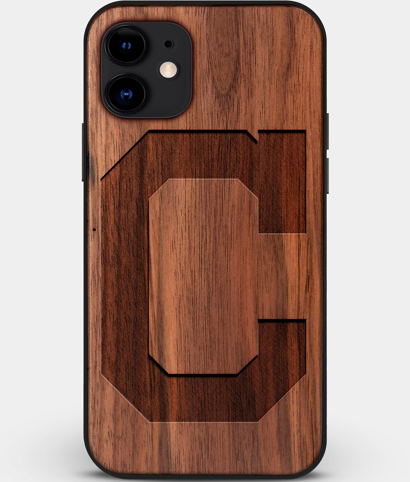 Custom Carved Wood Cleveland Guardians iPhone 11 Case | Personalized Walnut Wood Cleveland Guardians Cover, Birthday Gift, Gifts For Him, Monogrammed Gift For Fan | by Engraved In Nature