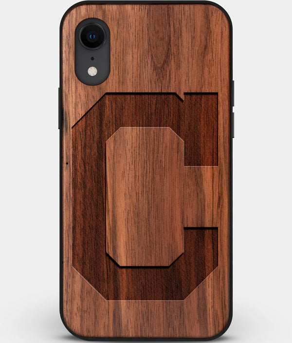 Custom Carved Wood Cleveland Guardians iPhone XR Case | Personalized Walnut Wood Cleveland Guardians Cover, Birthday Gift, Gifts For Him, Monogrammed Gift For Fan | by Engraved In Nature