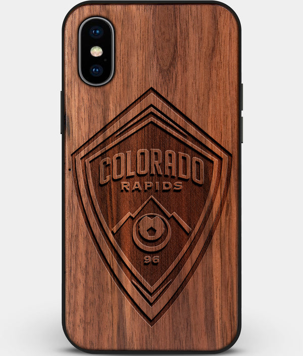 Custom Carved Wood Colorado Rapids iPhone XS Max Case | Personalized Walnut Wood Colorado Rapids Cover, Birthday Gift, Gifts For Him, Monogrammed Gift For Fan | by Engraved In Nature