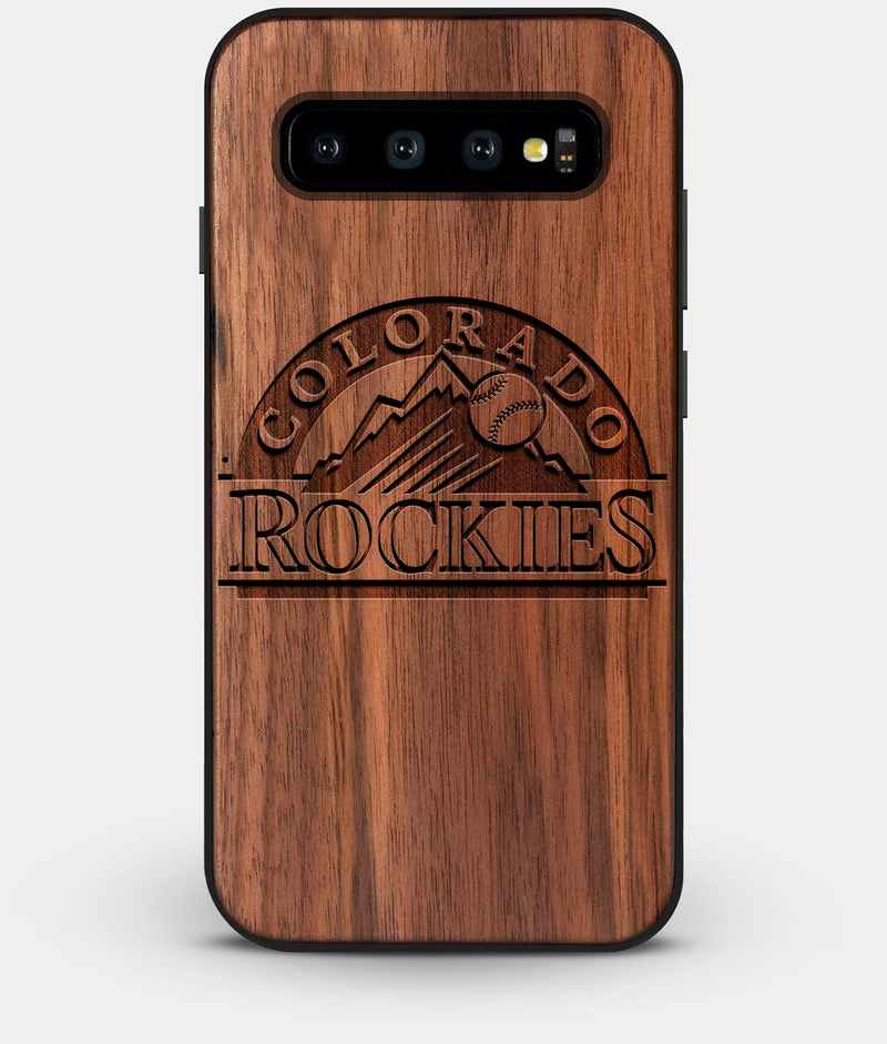 Best Custom Engraved Walnut Wood Colorado Rockies Galaxy S10 Case - Engraved In Nature