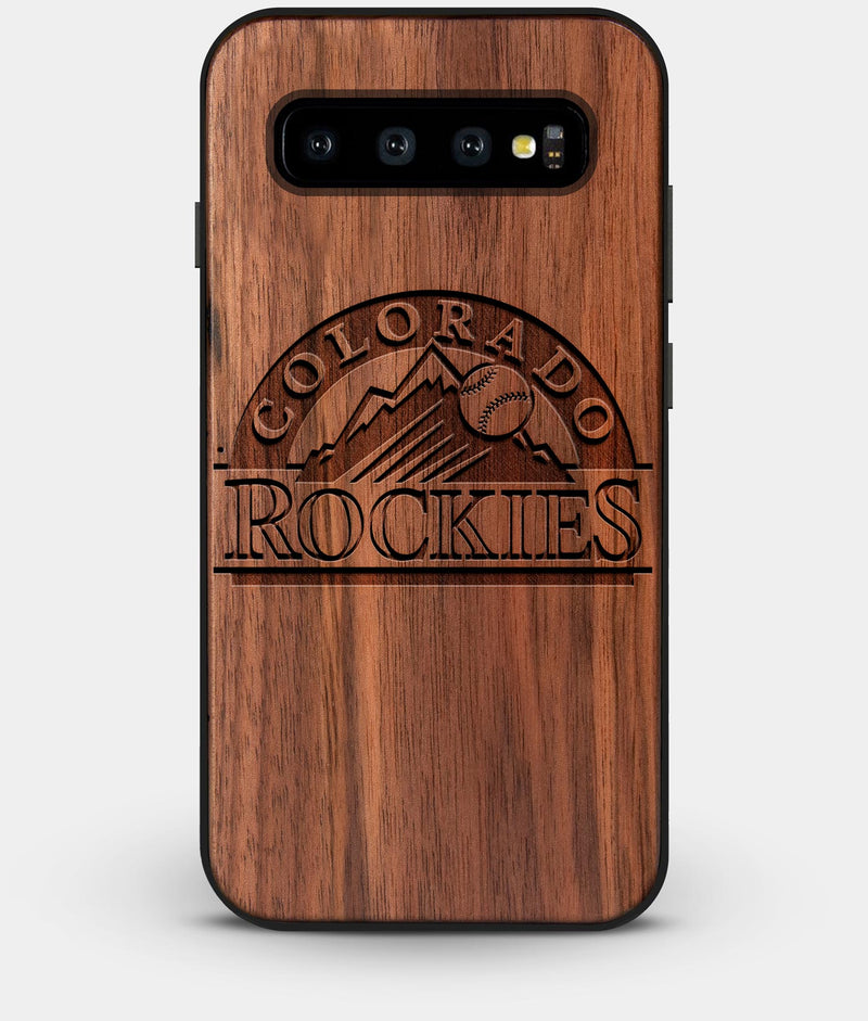 Best Custom Engraved Walnut Wood Colorado Rockies Galaxy S10 Plus Case - Engraved In Nature
