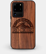 Best Custom Engraved Walnut Wood Colorado Rockies Galaxy S20 Ultra Case - Engraved In Nature
