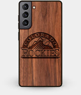 Best Walnut Wood Colorado Rockies Galaxy S21 Case - Custom Engraved Cover - Engraved In Nature
