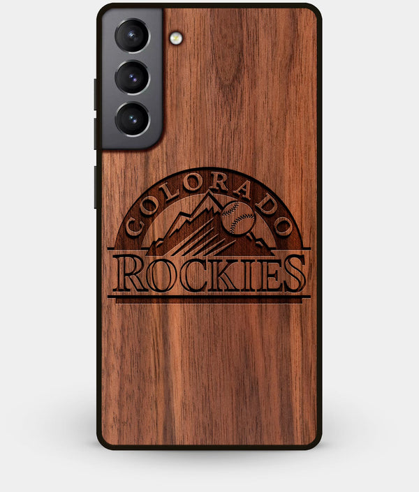 Best Walnut Wood Colorado Rockies Galaxy S21 Case - Custom Engraved Cover - Engraved In Nature