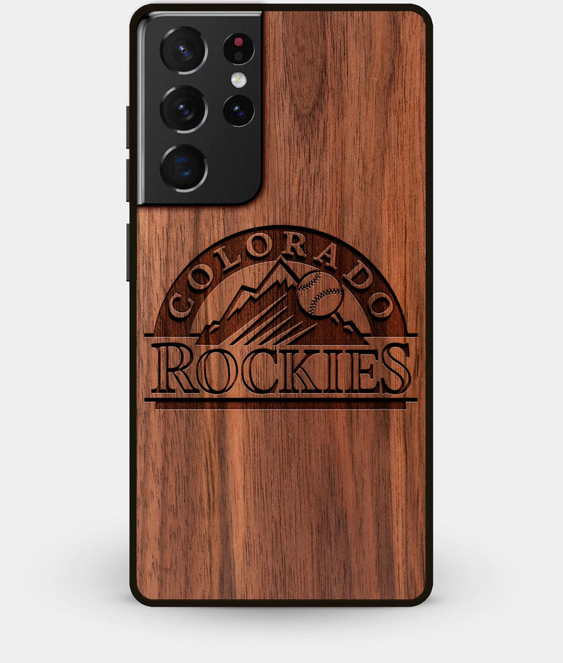 Best Walnut Wood Colorado Rockies Galaxy S21 Ultra Case - Custom Engraved Cover - Engraved In Nature