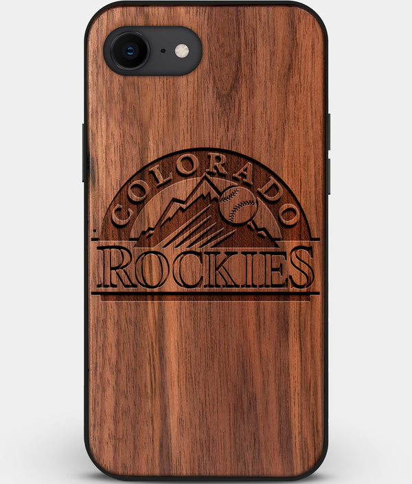 Best Custom Engraved Walnut Wood Colorado Rockies iPhone SE Case - Engraved In Nature