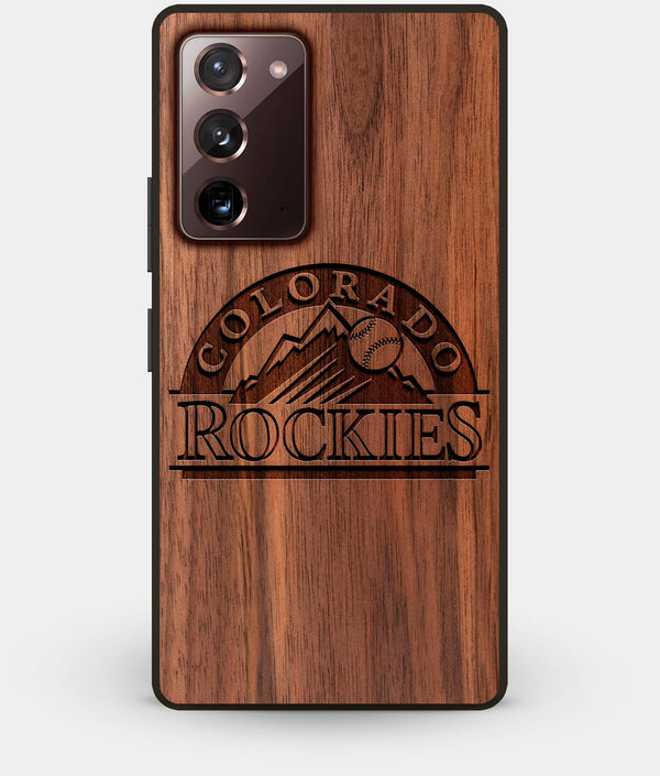 Best Custom Engraved Walnut Wood Colorado Rockies Note 20 Case - Engraved In Nature