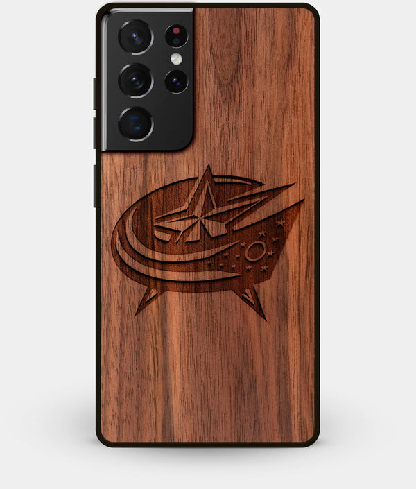 Best Walnut Wood Columbus Blue Jackets Galaxy S21 Ultra Case - Custom Engraved Cover - Engraved In Nature