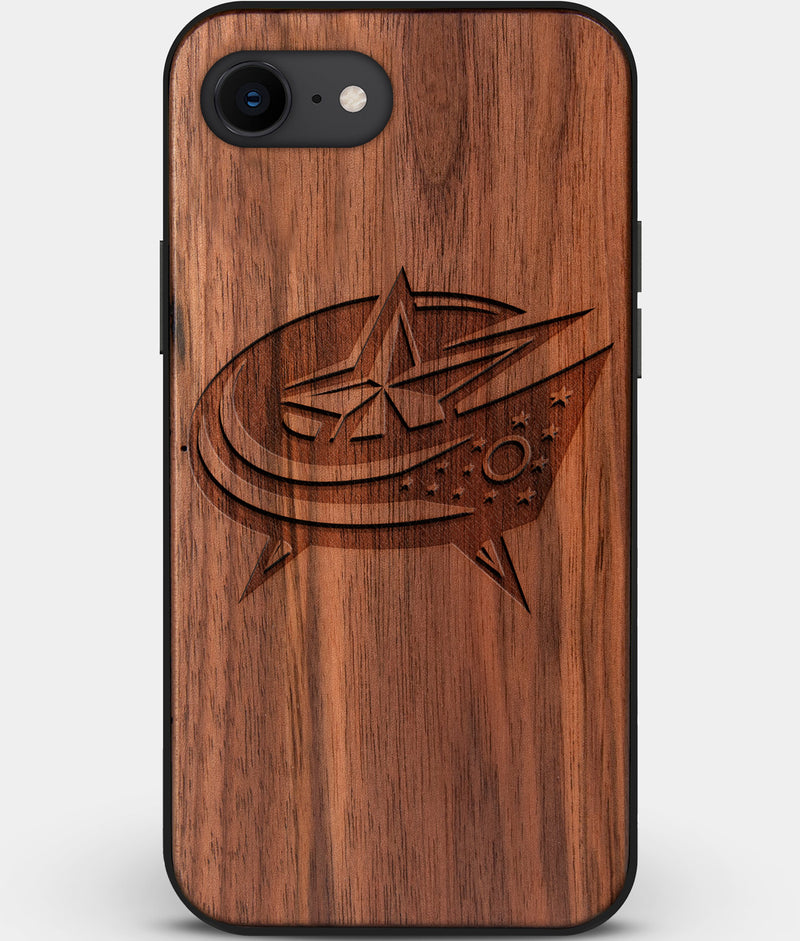 Best Custom Engraved Walnut Wood Columbus Blue Jackets iPhone SE Case - Engraved In Nature