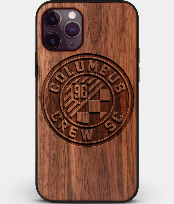 Custom Carved Wood Columbus Crew SC iPhone 11 Pro Max Case | Personalized Walnut Wood Columbus Crew SC Cover, Birthday Gift, Gifts For Him, Monogrammed Gift For Fan | by Engraved In Nature