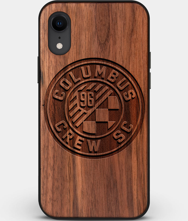 Custom Carved Wood Columbus Crew SC iPhone XR Case | Personalized Walnut Wood Columbus Crew SC Cover, Birthday Gift, Gifts For Him, Monogrammed Gift For Fan | by Engraved In Nature