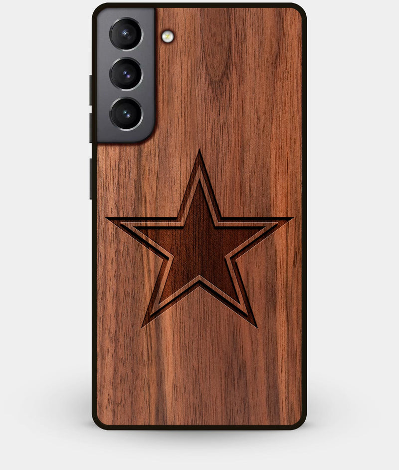 Best Walnut Wood Dallas Cowboys Galaxy S21 Case - Custom Engraved Cover - Engraved In Nature