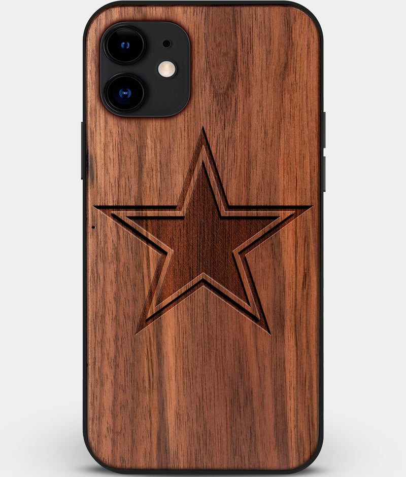 Custom Carved Wood Dallas Cowboys iPhone 11 Case | Personalized Walnut Wood Dallas Cowboys Cover, Birthday Gift, Gifts For Him, Monogrammed Gift For Fan | by Engraved In Nature