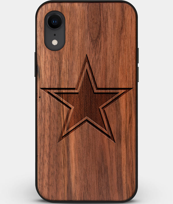 Custom Carved Wood Dallas Cowboys iPhone XR Case | Personalized Walnut Wood Dallas Cowboys Cover, Birthday Gift, Gifts For Him, Monogrammed Gift For Fan | by Engraved In Nature