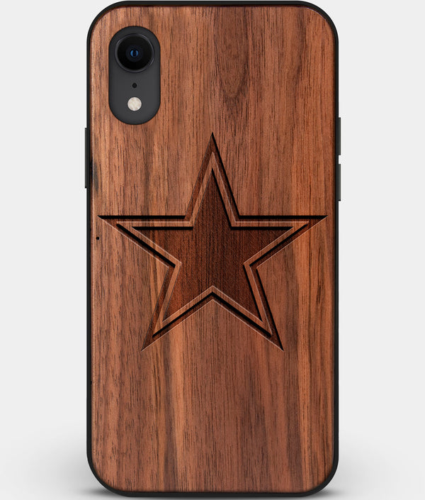 Custom Carved Wood Dallas Cowboys iPhone XR Case | Personalized Walnut Wood Dallas Cowboys Cover, Birthday Gift, Gifts For Him, Monogrammed Gift For Fan | by Engraved In Nature