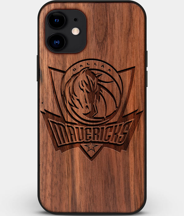 Custom Carved Wood Dallas Mavericks iPhone 11 Case | Personalized Walnut Wood Dallas Mavericks Cover, Birthday Gift, Gifts For Him, Monogrammed Gift For Fan | by Engraved In Nature