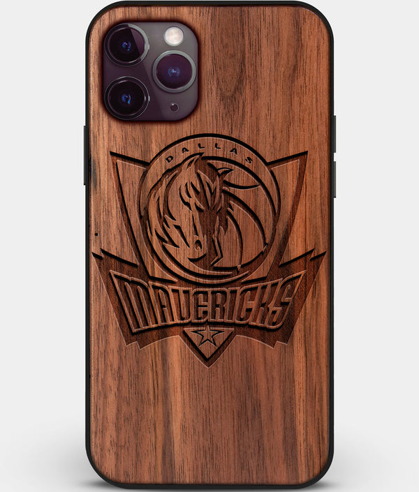 Custom Carved Wood Dallas Mavericks iPhone 11 Pro Max Case | Personalized Walnut Wood Dallas Mavericks Cover, Birthday Gift, Gifts For Him, Monogrammed Gift For Fan | by Engraved In Nature