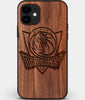 Custom Carved Wood Dallas Mavericks iPhone 12 Mini Case | Personalized Walnut Wood Dallas Mavericks Cover, Birthday Gift, Gifts For Him, Monogrammed Gift For Fan | by Engraved In Nature