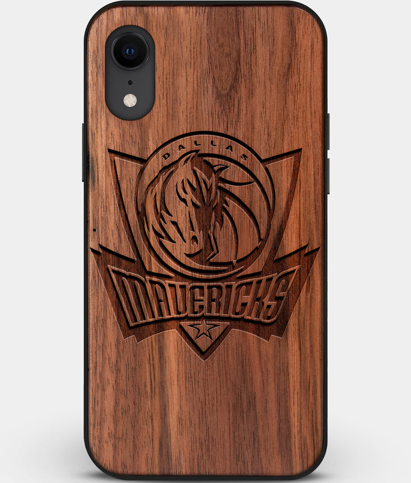 Custom Carved Wood Dallas Mavericks iPhone XR Case | Personalized Walnut Wood Dallas Mavericks Cover, Birthday Gift, Gifts For Him, Monogrammed Gift For Fan | by Engraved In Nature