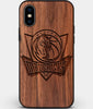 Custom Carved Wood Dallas Mavericks iPhone X/XS Case | Personalized Walnut Wood Dallas Mavericks Cover, Birthday Gift, Gifts For Him, Monogrammed Gift For Fan | by Engraved In Nature