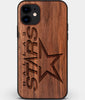 Custom Carved Wood Dallas Stars iPhone 11 Case | Personalized Walnut Wood Dallas Stars Cover, Birthday Gift, Gifts For Him, Monogrammed Gift For Fan | by Engraved In Nature