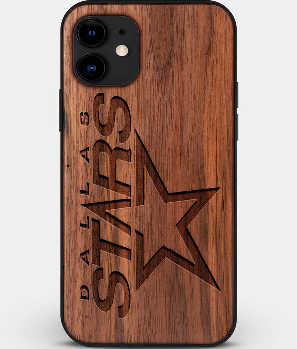 Custom Carved Wood Dallas Stars iPhone 12 Case | Personalized Walnut Wood Dallas Stars Cover, Birthday Gift, Gifts For Him, Monogrammed Gift For Fan | by Engraved In Nature
