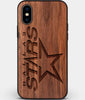 Custom Carved Wood Dallas Stars iPhone XS Max Case | Personalized Walnut Wood Dallas Stars Cover, Birthday Gift, Gifts For Him, Monogrammed Gift For Fan | by Engraved In Nature