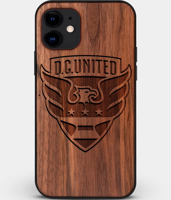 Custom Carved Wood D.C. United iPhone 12 Case | Personalized Walnut Wood D.C. United Cover, Birthday Gift, Gifts For Him, Monogrammed Gift For Fan | by Engraved In Nature