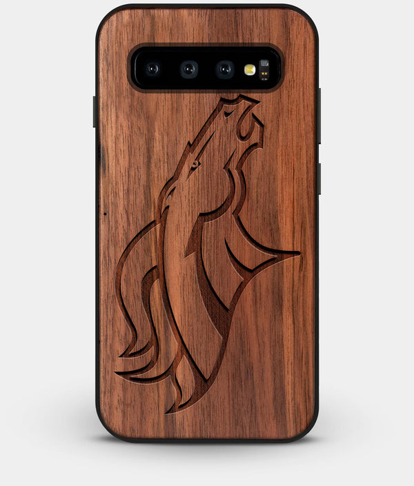 Best Custom Engraved Walnut Wood Denver Broncos Galaxy S10 Plus Case - Engraved In Nature