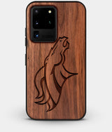 Best Custom Engraved Walnut Wood Denver Broncos Galaxy S20 Ultra Case - Engraved In Nature