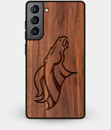 Best Walnut Wood Denver Broncos Galaxy S21 Case - Custom Engraved Cover - Engraved In Nature
