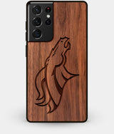 Best Walnut Wood Denver Broncos Galaxy S21 Ultra Case - Custom Engraved Cover - Engraved In Nature