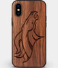 Custom Carved Wood Denver Broncos iPhone X/XS Case | Personalized Walnut Wood Denver Broncos Cover, Birthday Gift, Gifts For Him, Monogrammed Gift For Fan | by Engraved In Nature