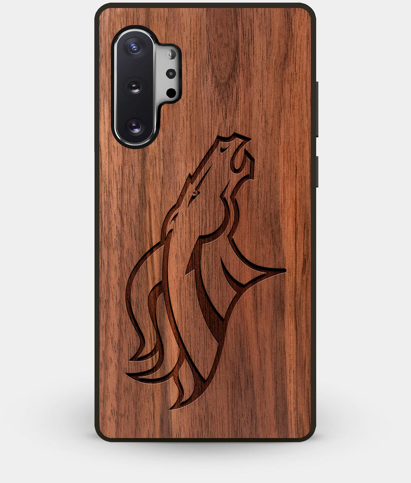Best Custom Engraved Walnut Wood Denver Broncos Note 10 Plus Case - Engraved In Nature