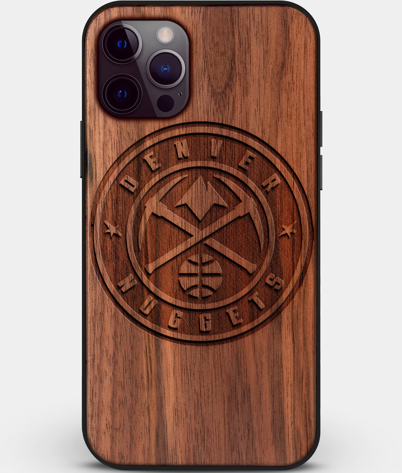 Custom Carved Wood Denver Nuggets iPhone 12 Pro Case | Personalized Walnut Wood Denver Nuggets Cover, Birthday Gift, Gifts For Him, Monogrammed Gift For Fan | by Engraved In Nature