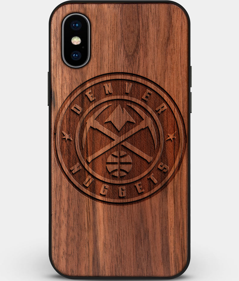 Custom Carved Wood Denver Nuggets iPhone X/XS Case | Personalized Walnut Wood Denver Nuggets Cover, Birthday Gift, Gifts For Him, Monogrammed Gift For Fan | by Engraved In Nature