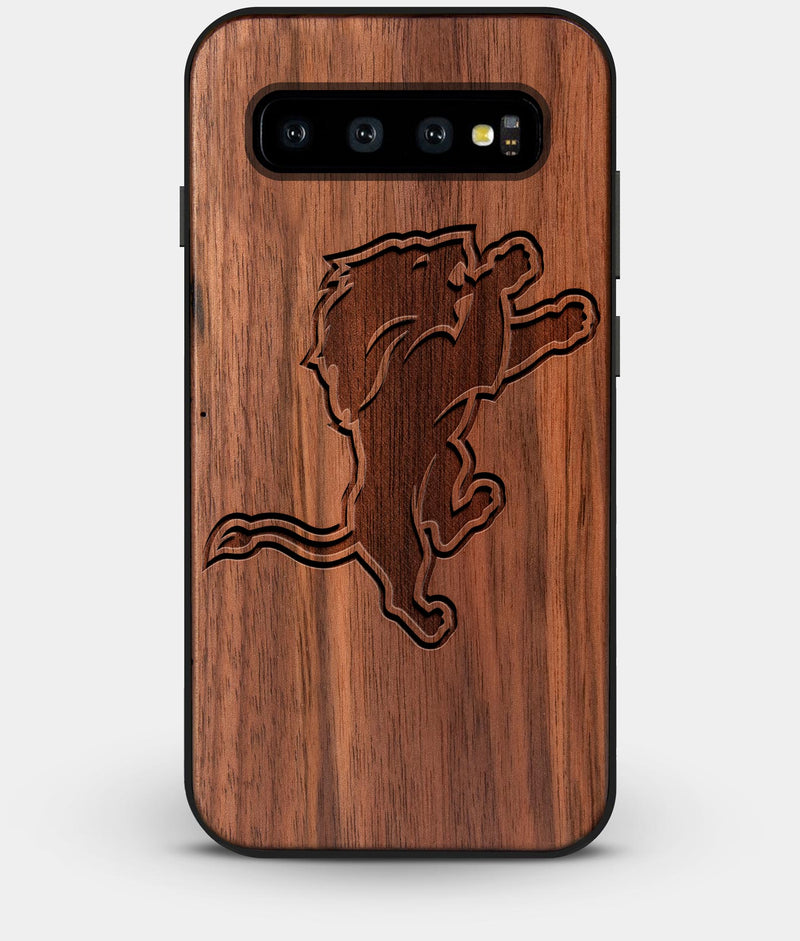Best Custom Engraved Walnut Wood Detroit Lions Galaxy S10 Case - Engraved In Nature