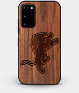 Best Walnut Wood Detroit Lions Galaxy S20 FE Case - Custom Engraved Cover - Engraved In Nature