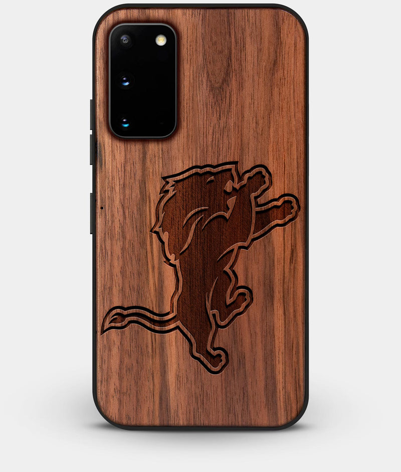 Best Walnut Wood Detroit Lions Galaxy S20 FE Case - Custom Engraved Cover - Engraved In Nature