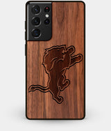 Best Walnut Wood Detroit Lions Galaxy S21 Ultra Case - Custom Engraved Cover - Engraved In Nature