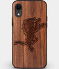 Custom Carved Wood Detroit Lions iPhone XR Case | Personalized Walnut Wood Detroit Lions Cover, Birthday Gift, Gifts For Him, Monogrammed Gift For Fan | by Engraved In Nature