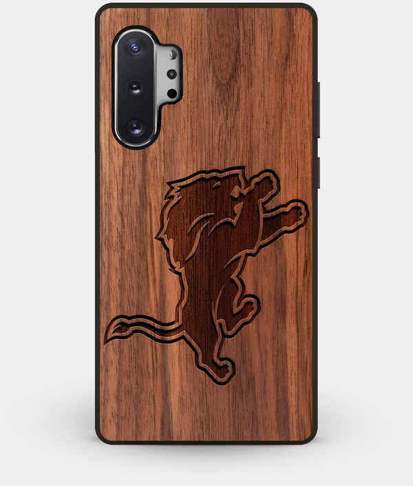 Best Custom Engraved Walnut Wood Detroit Lions Note 10 Plus Case - Engraved In Nature