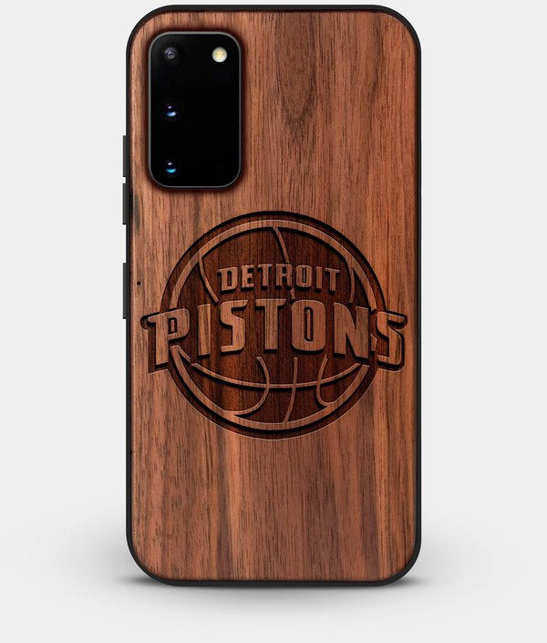 Best Walnut Wood Detroit Pistons Galaxy S20 FE Case - Custom Engraved Cover - Engraved In Nature